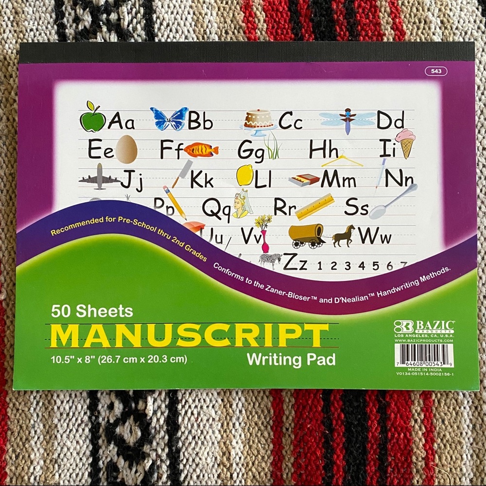 Manuscript Handwriting Practice Skill Pad